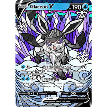 Glaceon V Stained-Glass Custom Pokemon Card Obsidian / Silver Foil