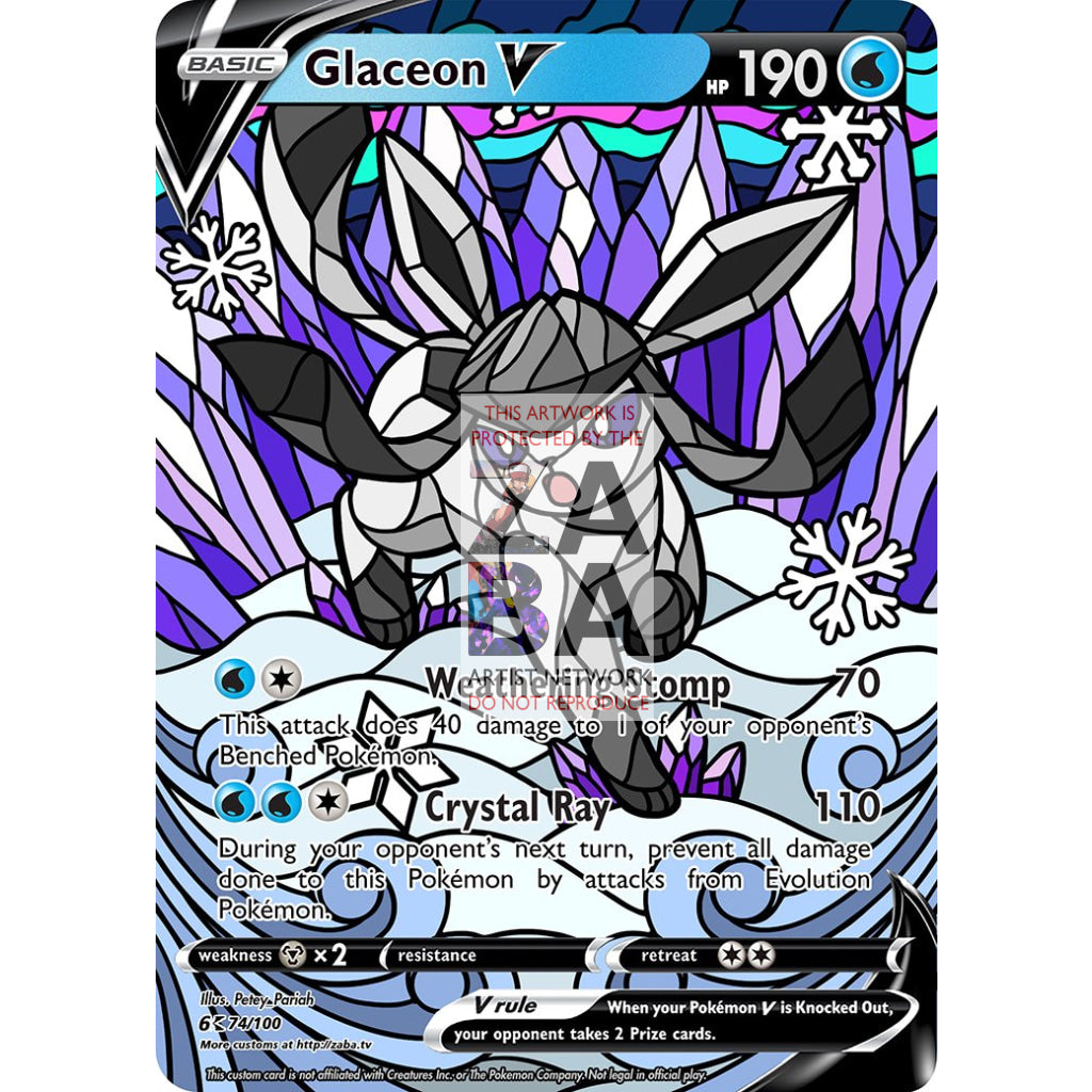 Glaceon V Stained-Glass Custom Pokemon Card - ZabaTV