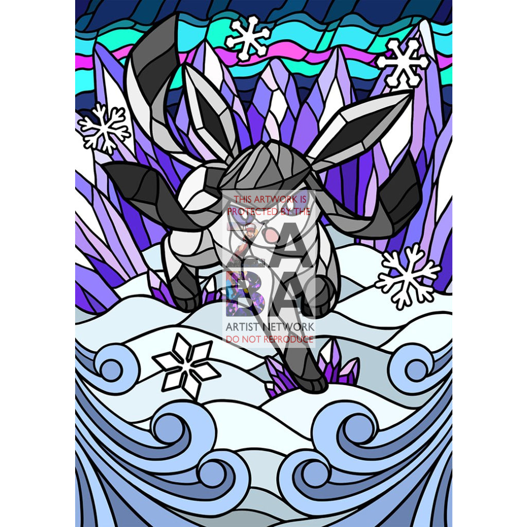 Glaceon V Stained-Glass Custom Pokemon Card - ZabaTV