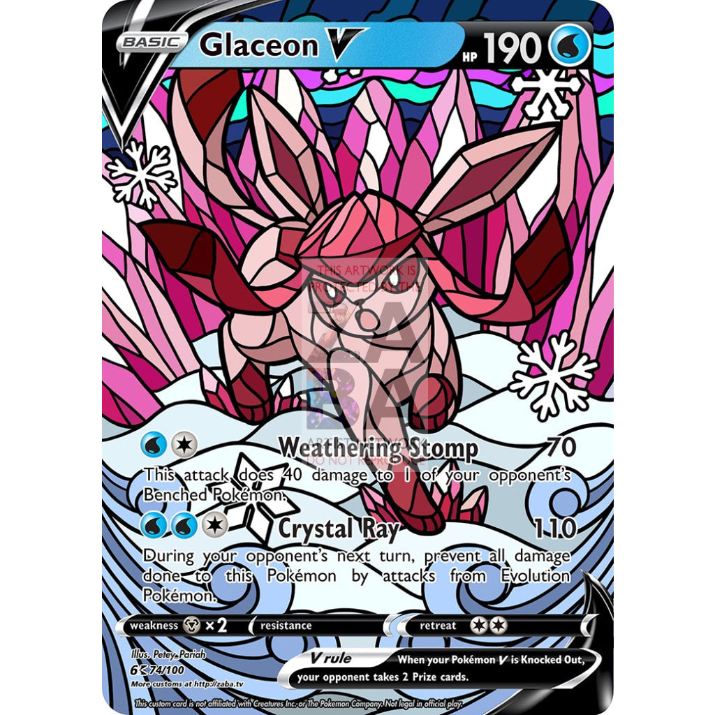 Glaceon V Stained-Glass Custom Pokemon Card - ZabaTV