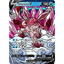 Glaceon V Stained-Glass Custom Pokemon Card Ruby / Silver Foil