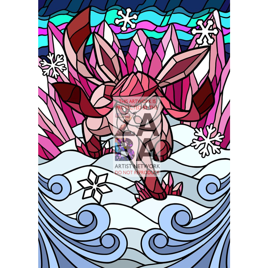 Glaceon V Stained-Glass Custom Pokemon Card - ZabaTV