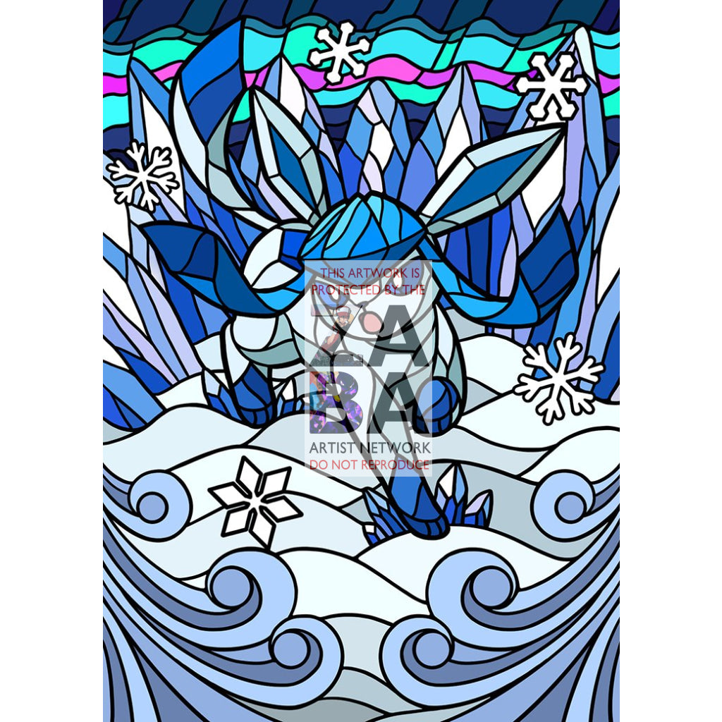 Glaceon V Stained-Glass Custom Pokemon Card - ZabaTV