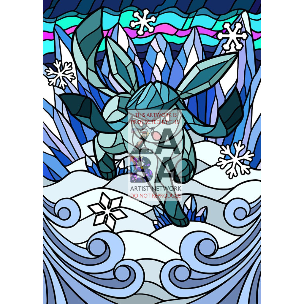 Glaceon V Stained-Glass Custom Pokemon Card - ZabaTV