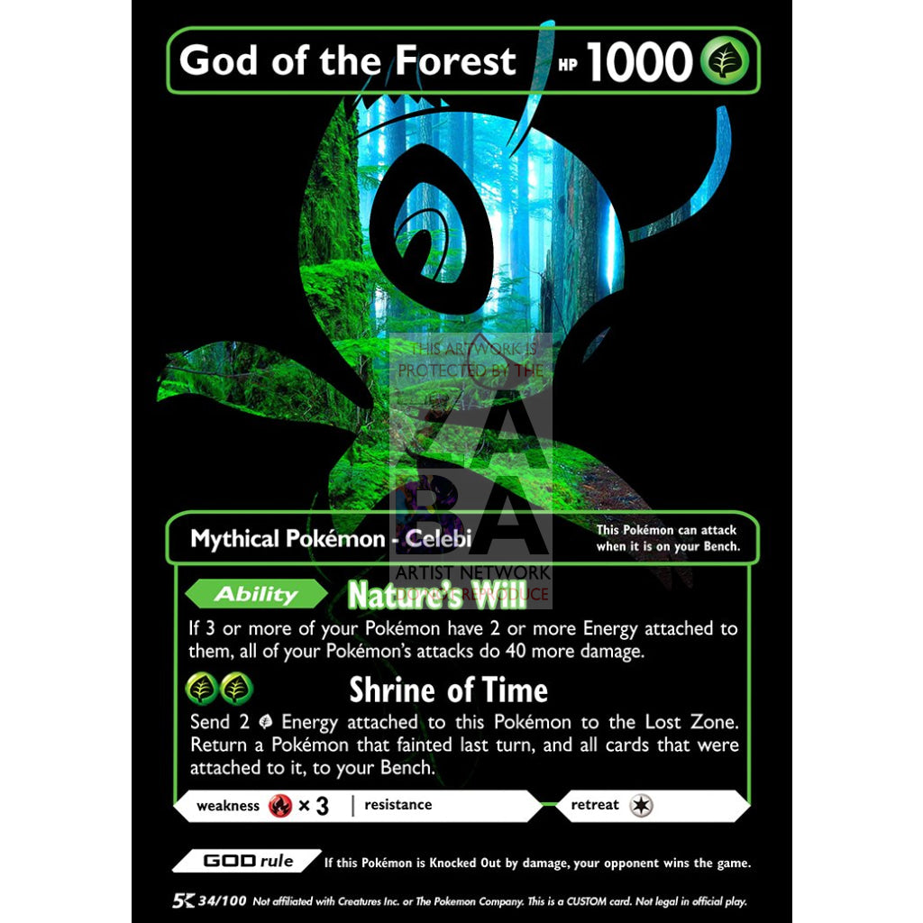 God Of The Forest - Celebi (Luxury Selective Holographic Custom Pokemon Card) Card