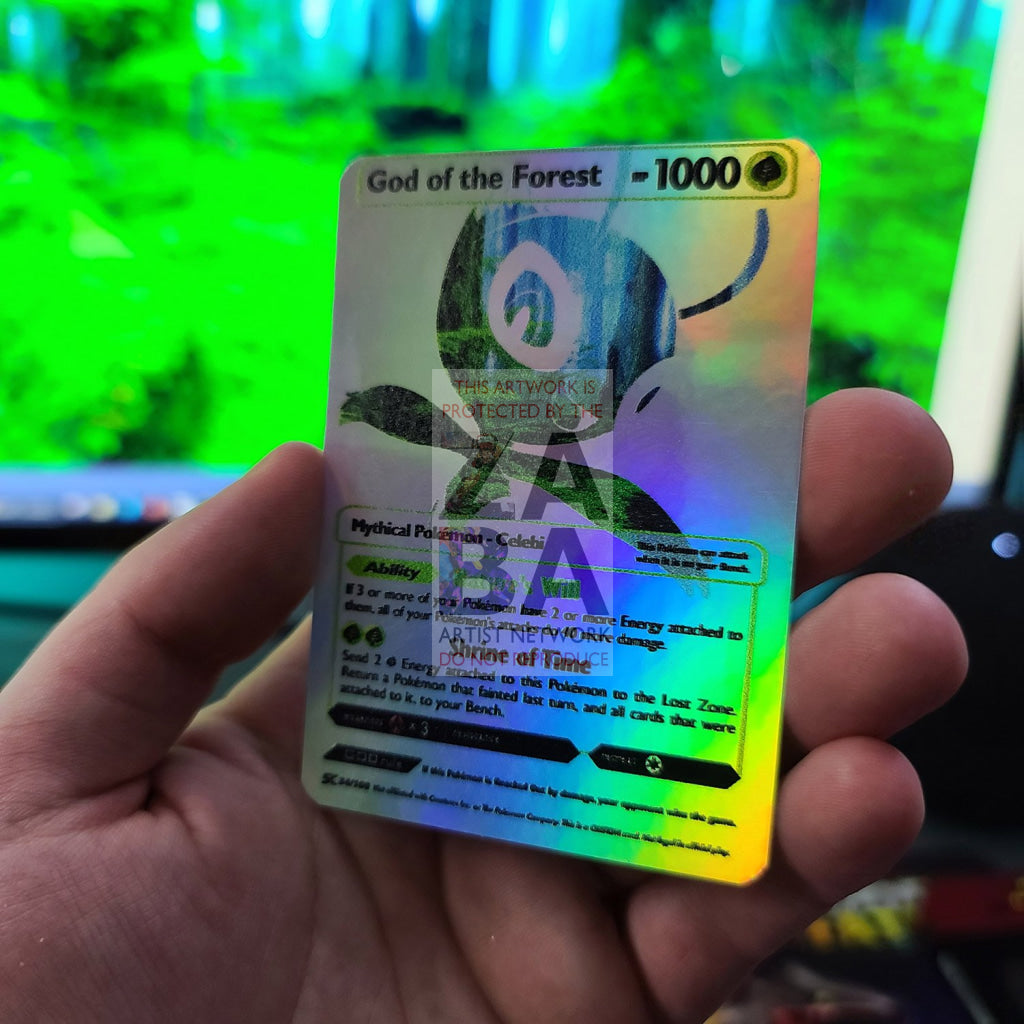 God Of The Forest - Celebi (Luxury Selective Holographic Custom Pokemon Card) White Art Card