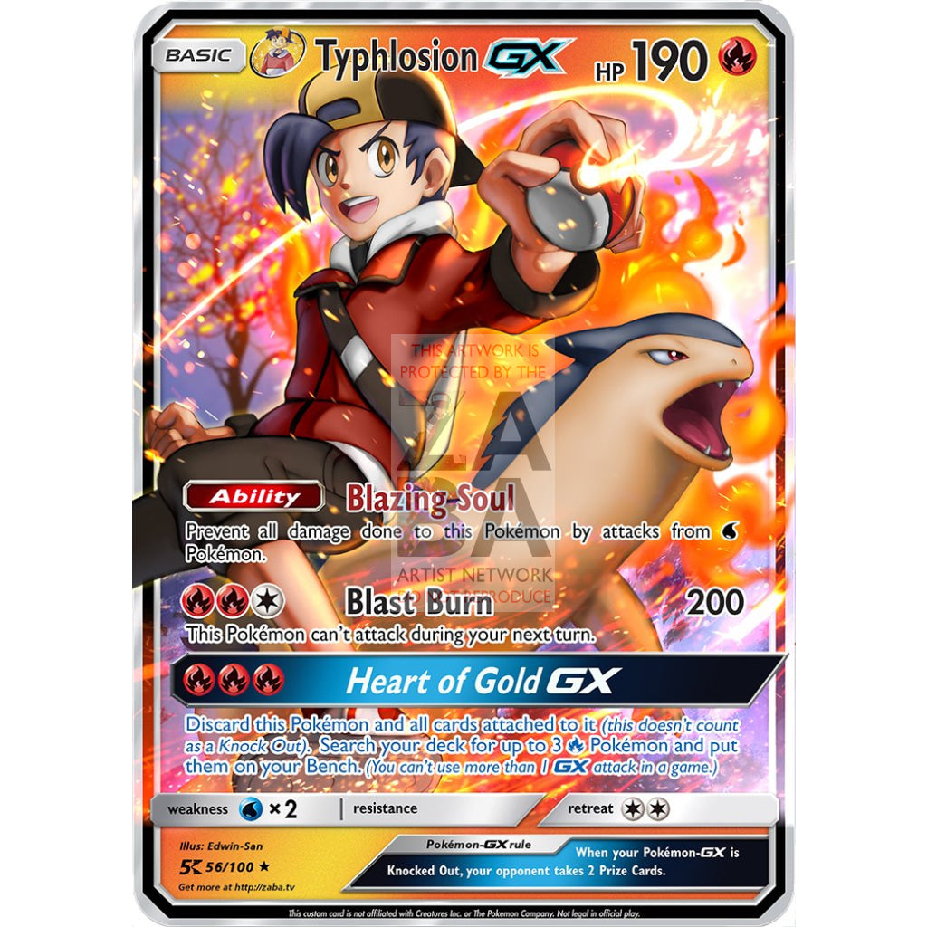 Gold's Typhlosion GX Custom Pokemon Card - ZabaTV