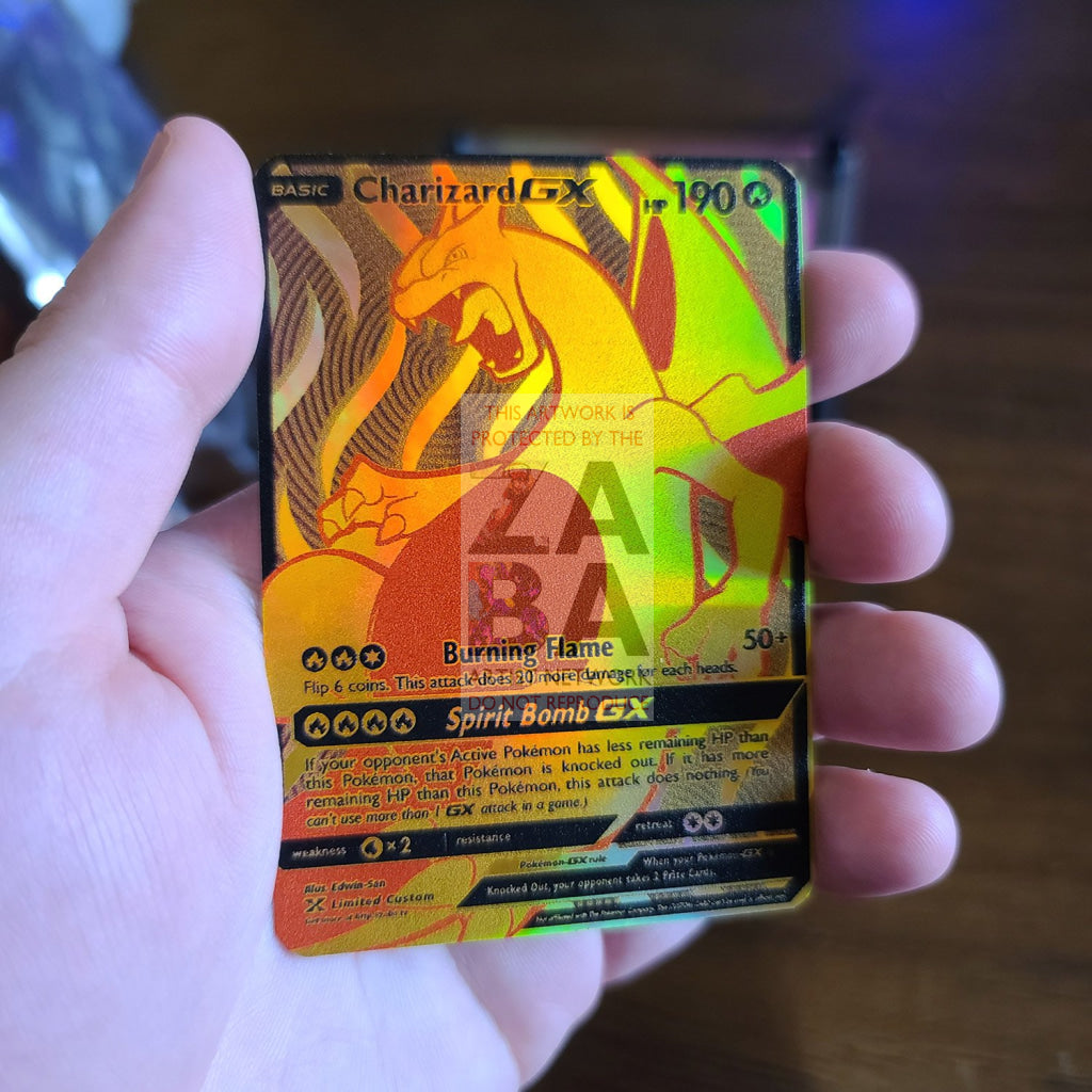 Golden Charizard GX Luxury Custom Pokemon Card - ZabaTV