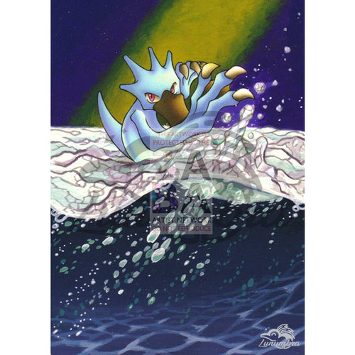 Golduck 35/62 Fossil Extended Art Custom Pokemon Card Textless Silver Holographic