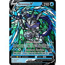 Greninja V (Stained-Glass) Custom Pokemon Card Moon Shadow / With Text Silver Foil