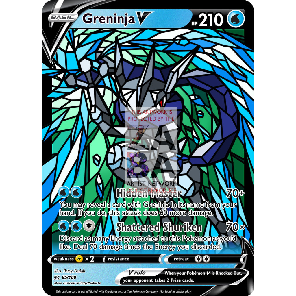 Greninja V (Stained-Glass) Custom Pokemon Card - ZabaTV