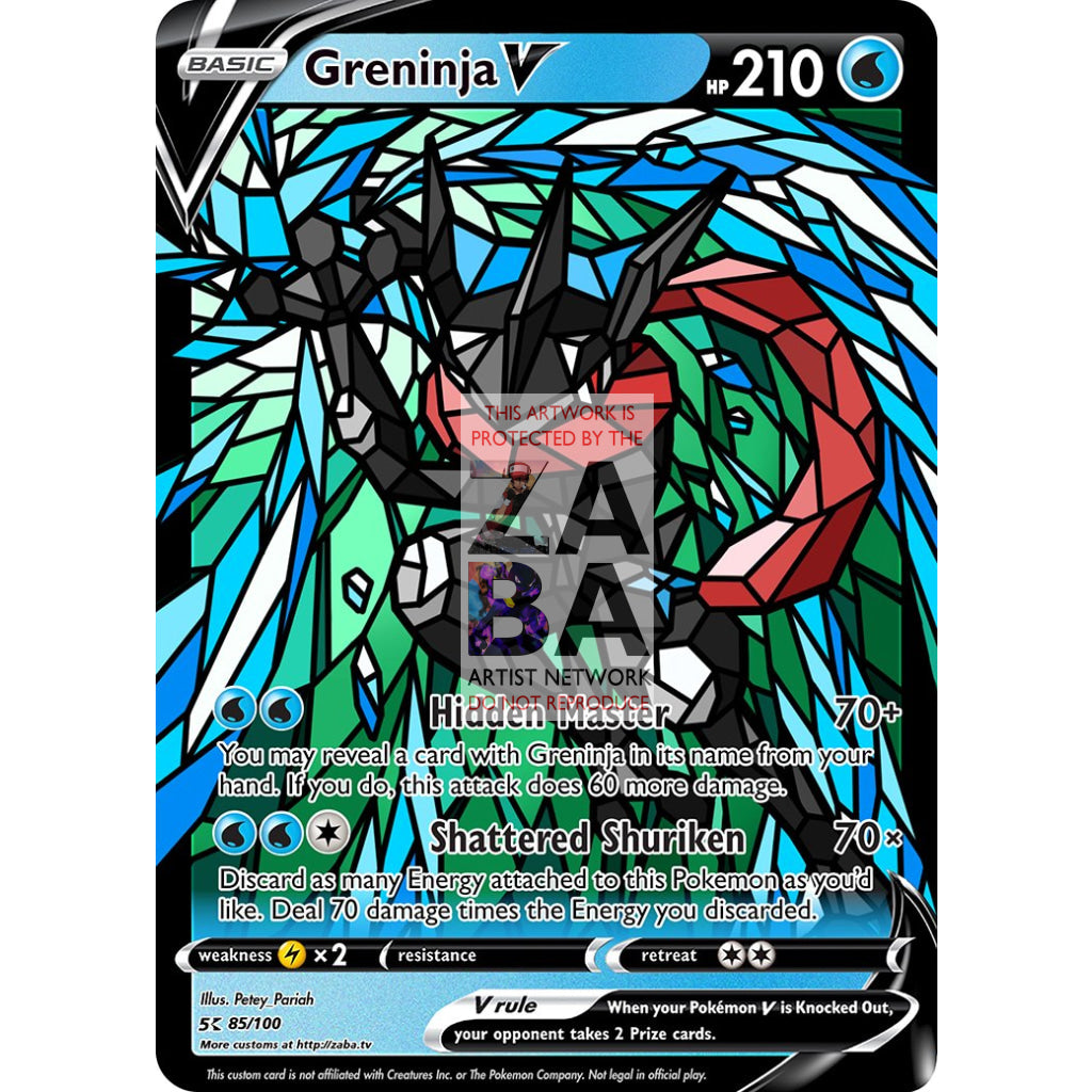 Greninja V (Stained-Glass) Custom Pokemon Card - ZabaTV