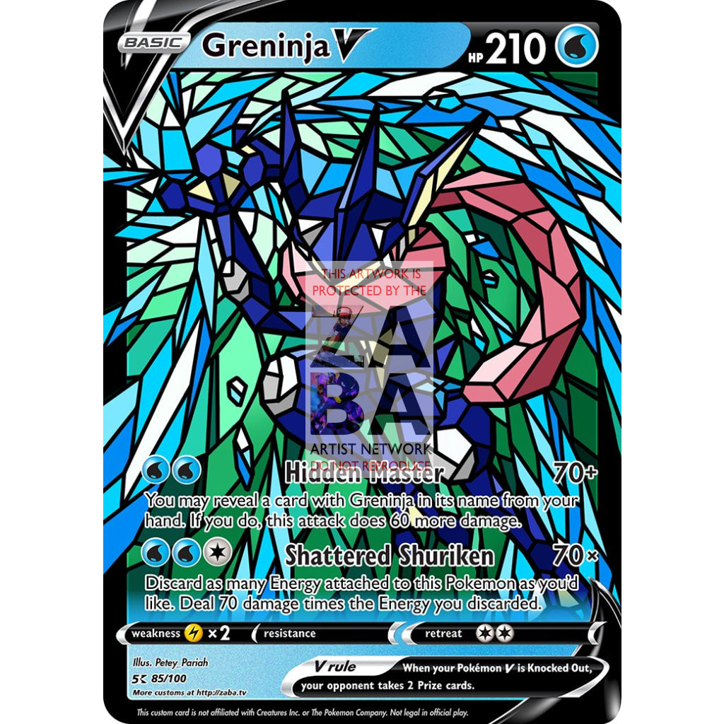 Greninja V (Stained-Glass) Custom Pokemon Card - ZabaTV