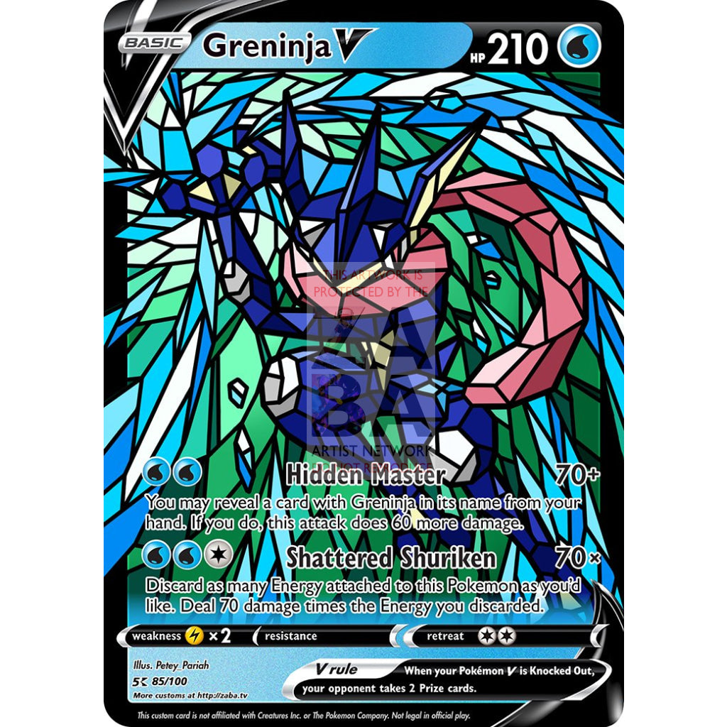 Greninja V (Stained-Glass) Custom Pokemon Card Silver Foil / Standard