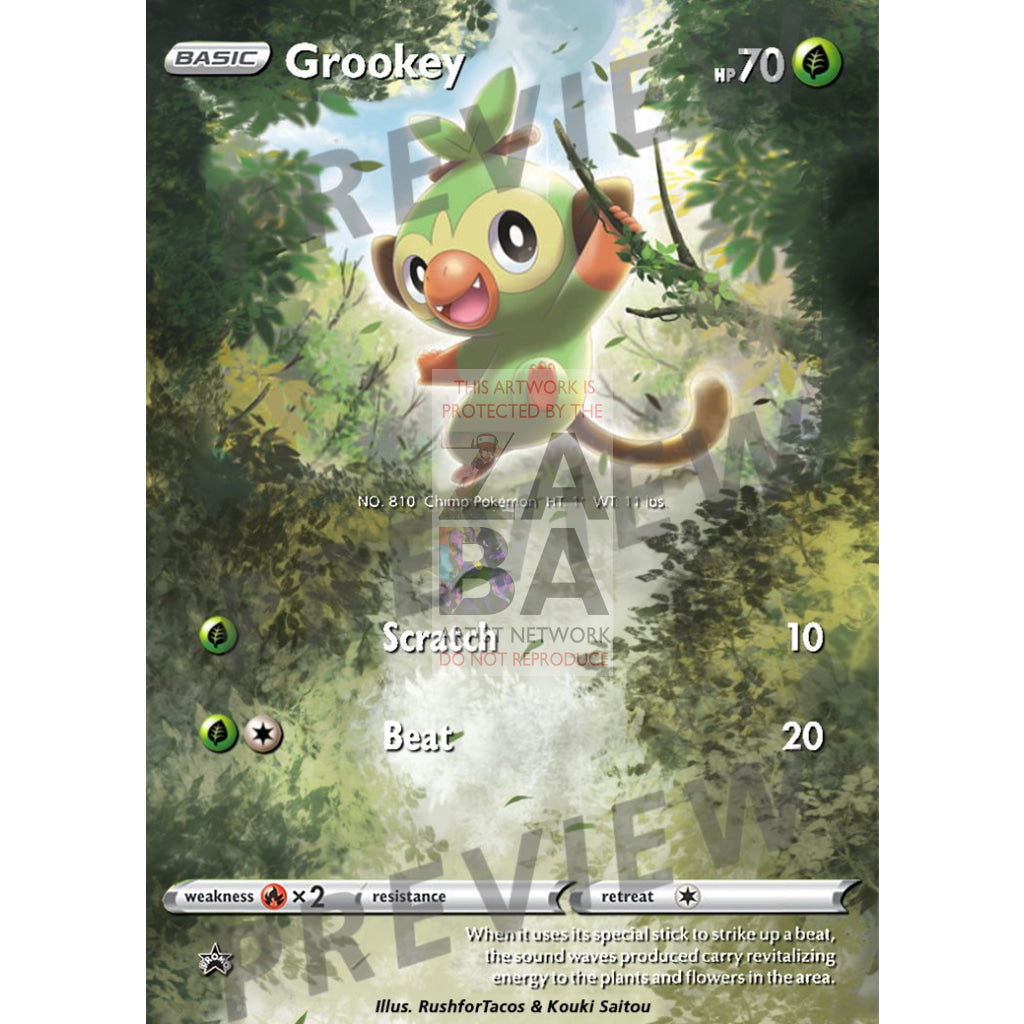Grookey 11/202 Sword Shield Extended Art Custom Pokemon Card - ZabaTV
