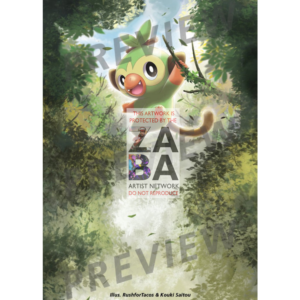 Grookey 11/202 Sword Shield Extended Art Custom Pokemon Card - ZabaTV