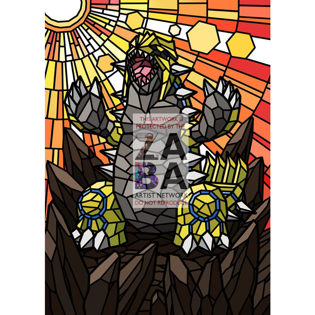 Groudon V (Stained-Glass) Custom Pokemon Card - ZabaTV