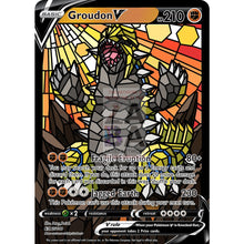 Groudon V (Stained-Glass) Custom Pokemon Card Shining / With Text Silver Foil