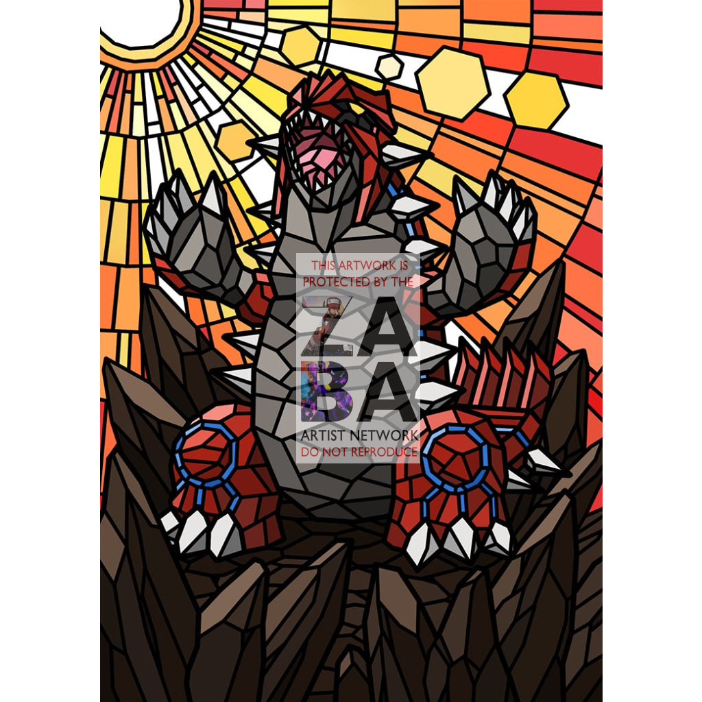 Groudon V (Stained-Glass) Custom Pokemon Card - ZabaTV