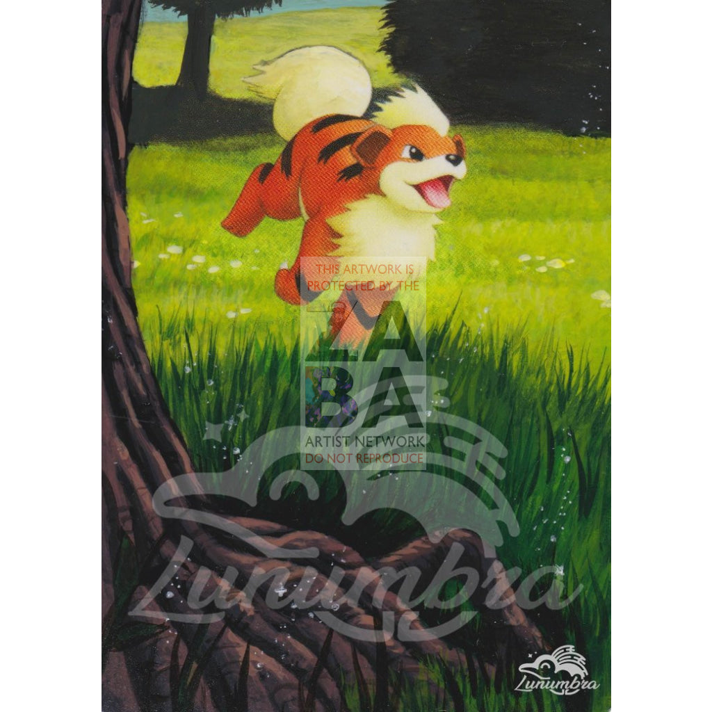 Growlithe 63/111 Rising Rivals Extended Art Custom Pokemon Card Textless Silver Holographic