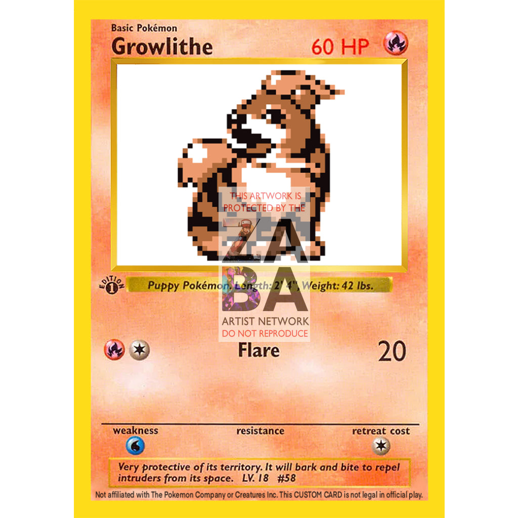 Growlithe Game Sprite Custom Pokemon Card - ZabaTV