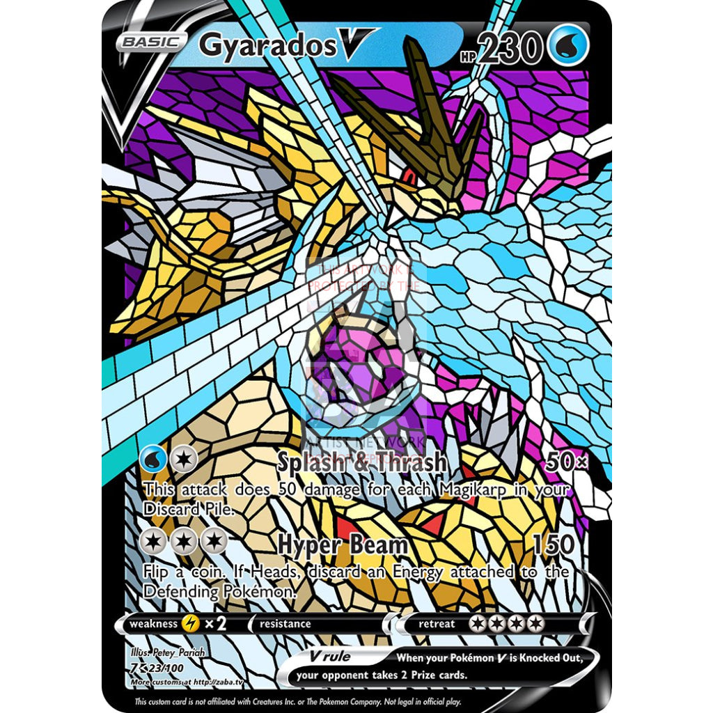 Gyarados V Stained-Glass Custom Pokemon Card - ZabaTV