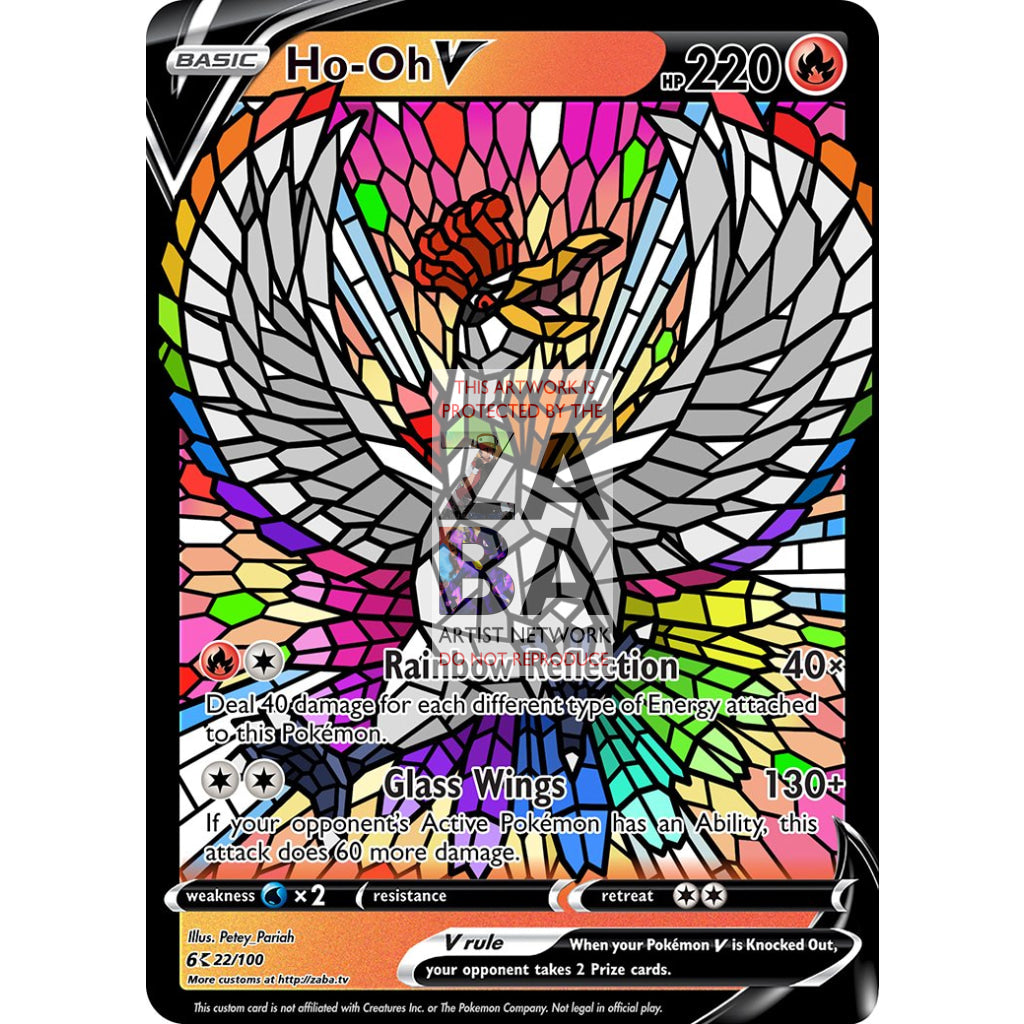 Ho-Oh V (Stained-Glass) Custom Pokemon Card - ZabaTV