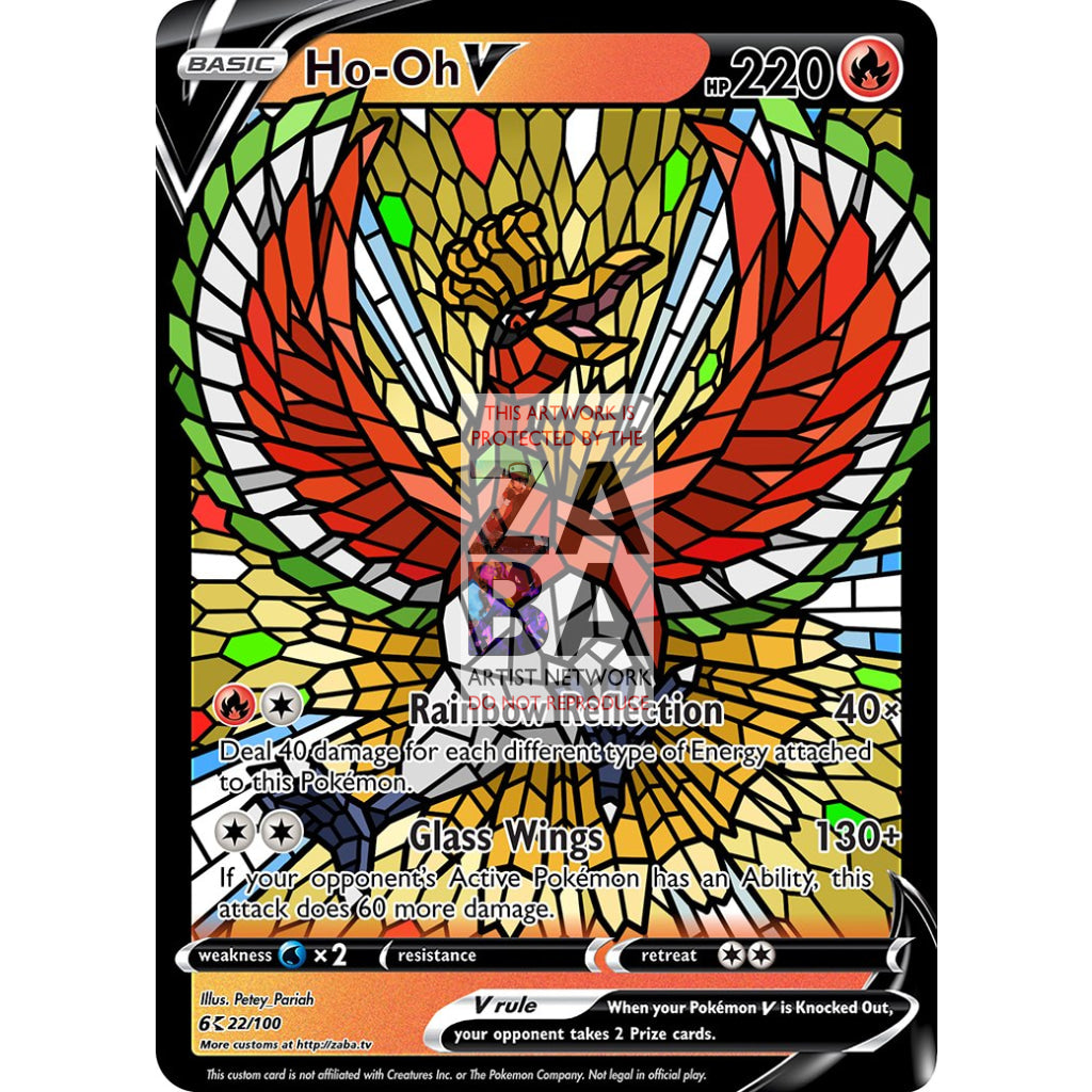 Ho-Oh V (Stained-Glass) Custom Pokemon Card - ZabaTV