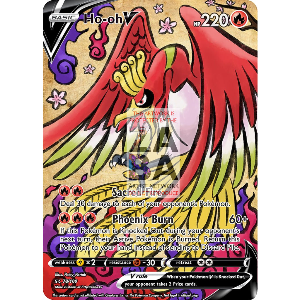 Ho-Oh V (Traditional Japanese Style Inspired) Custom Pokemon Card - ZabaTV