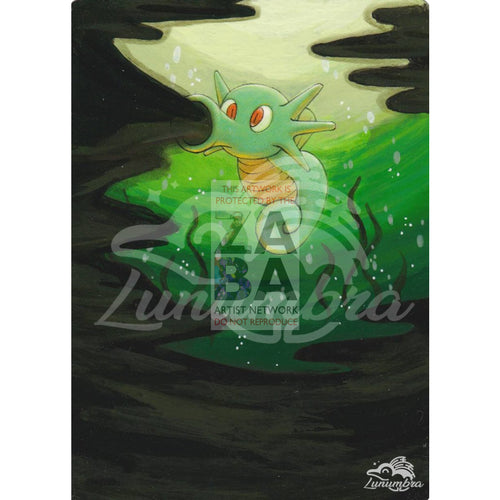 Horsea 49/62 Fossil Extended Art Custom Pokemon Card Textless Silver Holographic