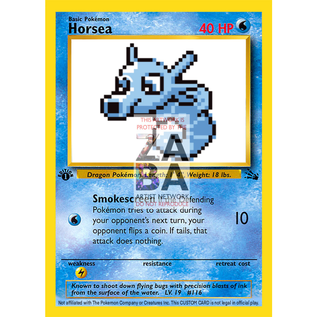 Horsea Game Sprite Custom Pokemon Card - ZabaTV