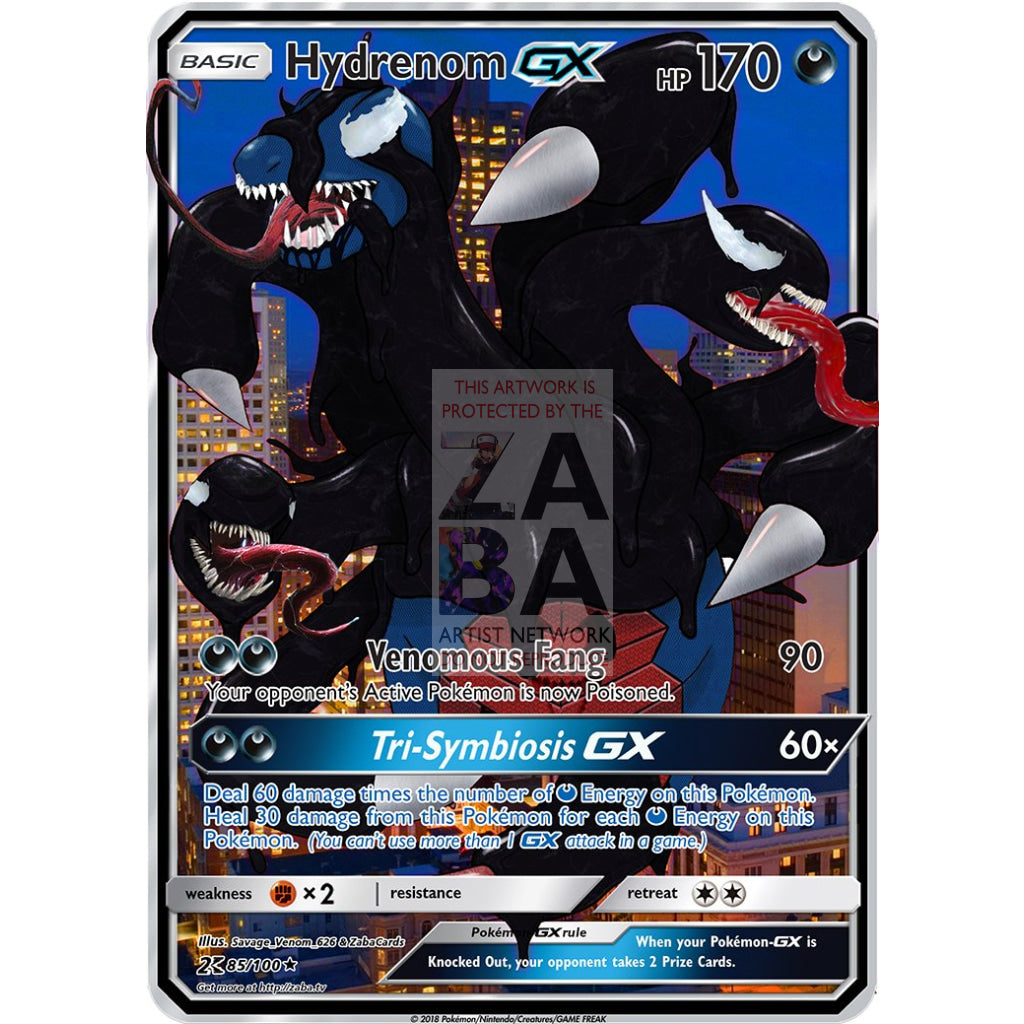 Hydrenom Gx (Venom + Hydreigon) Custom Pokemon Card Silver Holographic