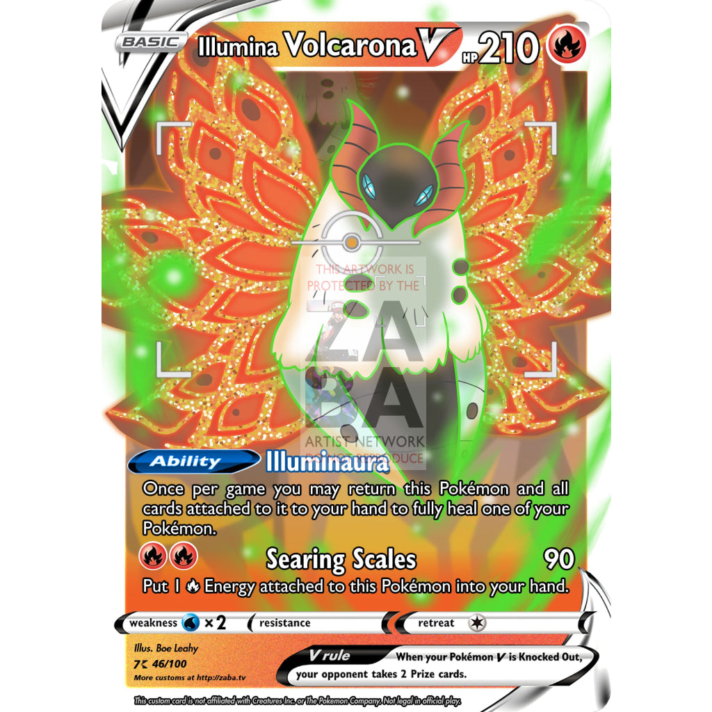 Illumina Volcarona V Custom Pokemon Card