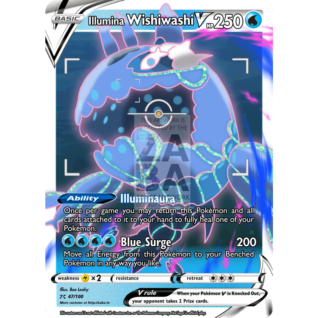 Illumina Wishiwashi V Custom Pokemon Card - ZabaTV