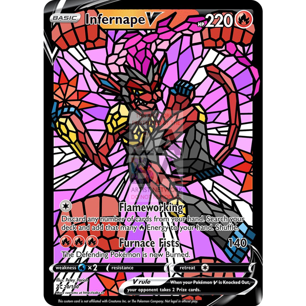 Infernape V Stained-Glass Custom Pokemon Card - ZabaTV