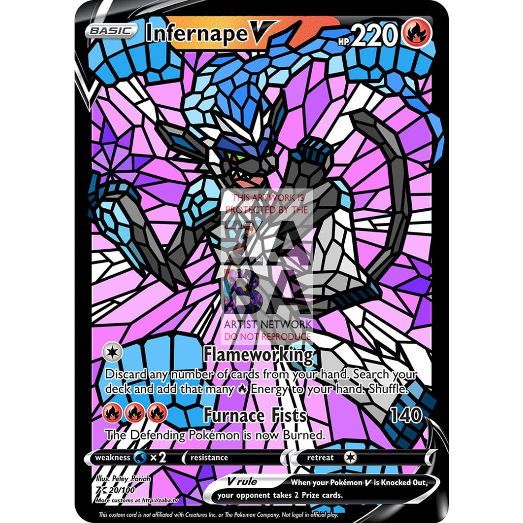 Infernape V Stained-Glass Custom Pokemon Card - ZabaTV