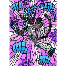 Infernape V Stained-Glass Custom Pokemon Card Blue Textless / Silver Foil