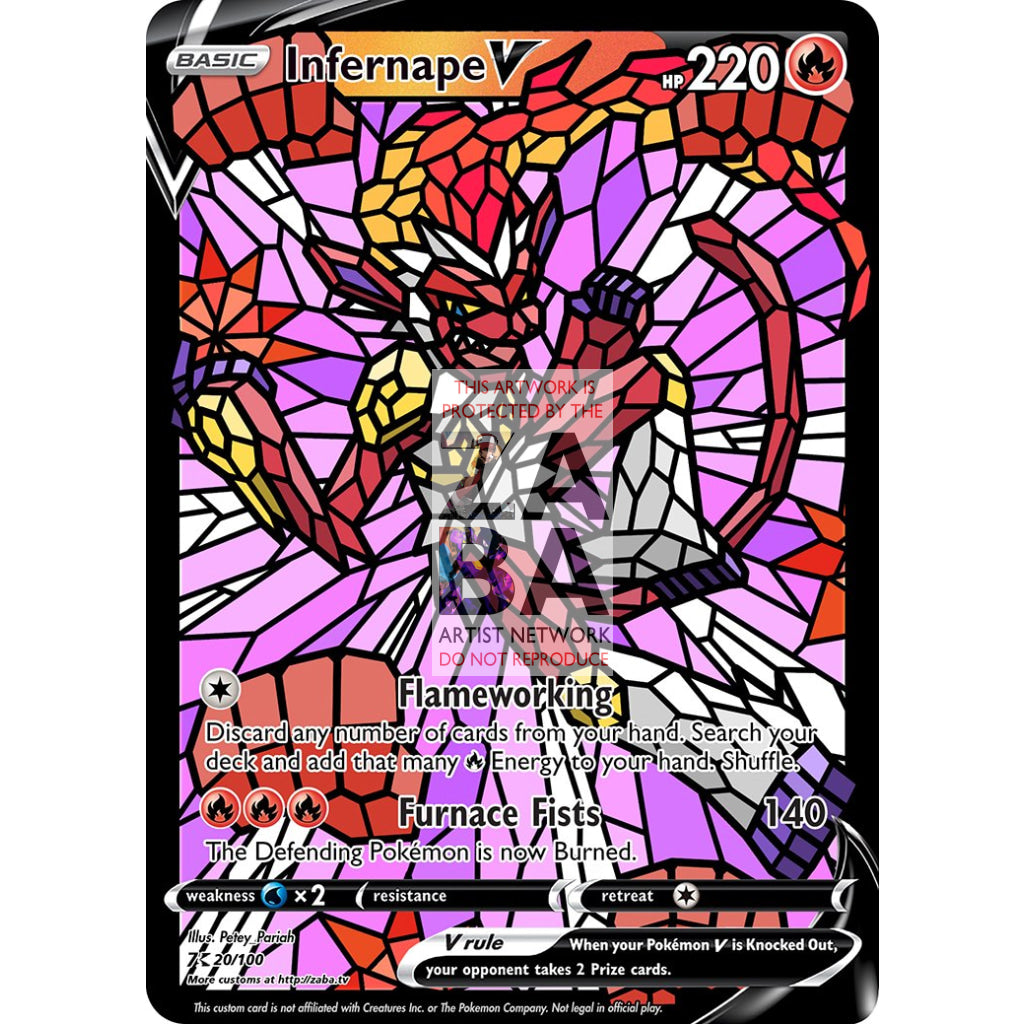 Infernape V Stained-Glass Custom Pokemon Card - ZabaTV