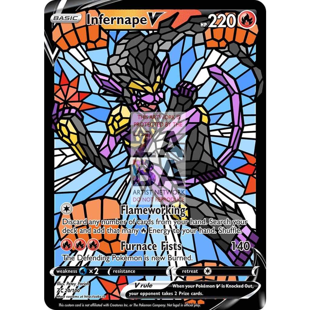 Infernape V Stained-Glass Custom Pokemon Card - ZabaTV