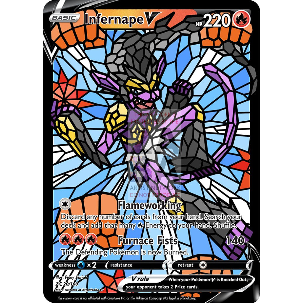 Infernape V Stained-Glass Custom Pokemon Card - ZabaTV