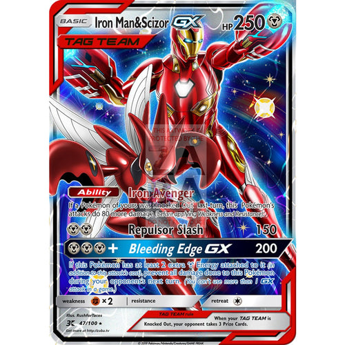 Iron Man&scizor Gx Custom Pokemon Card