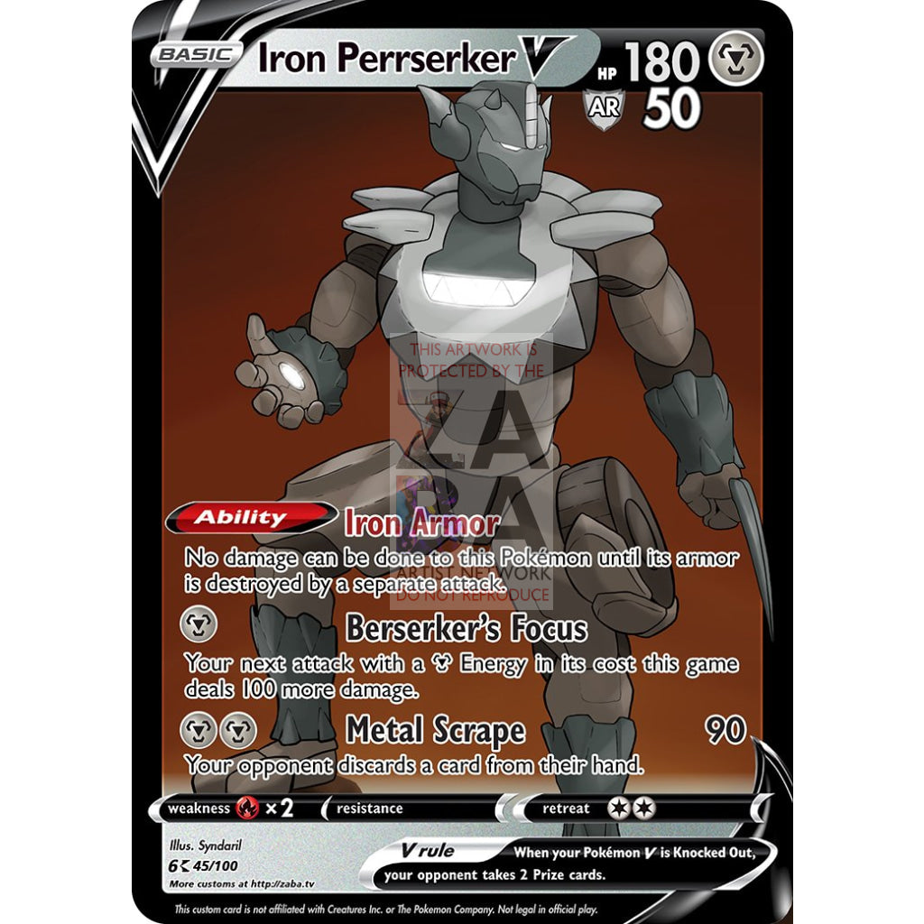 Iron Perrserker V Custom Pokemon Card Silver Foil