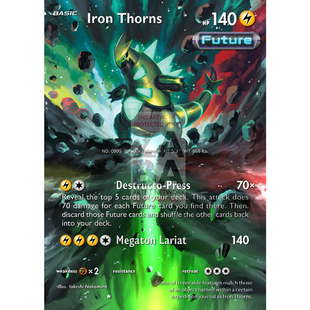 Iron Thorns 062/162 Temporal Forces Extended Art Custom Pokemon Card Silver Foil / Text