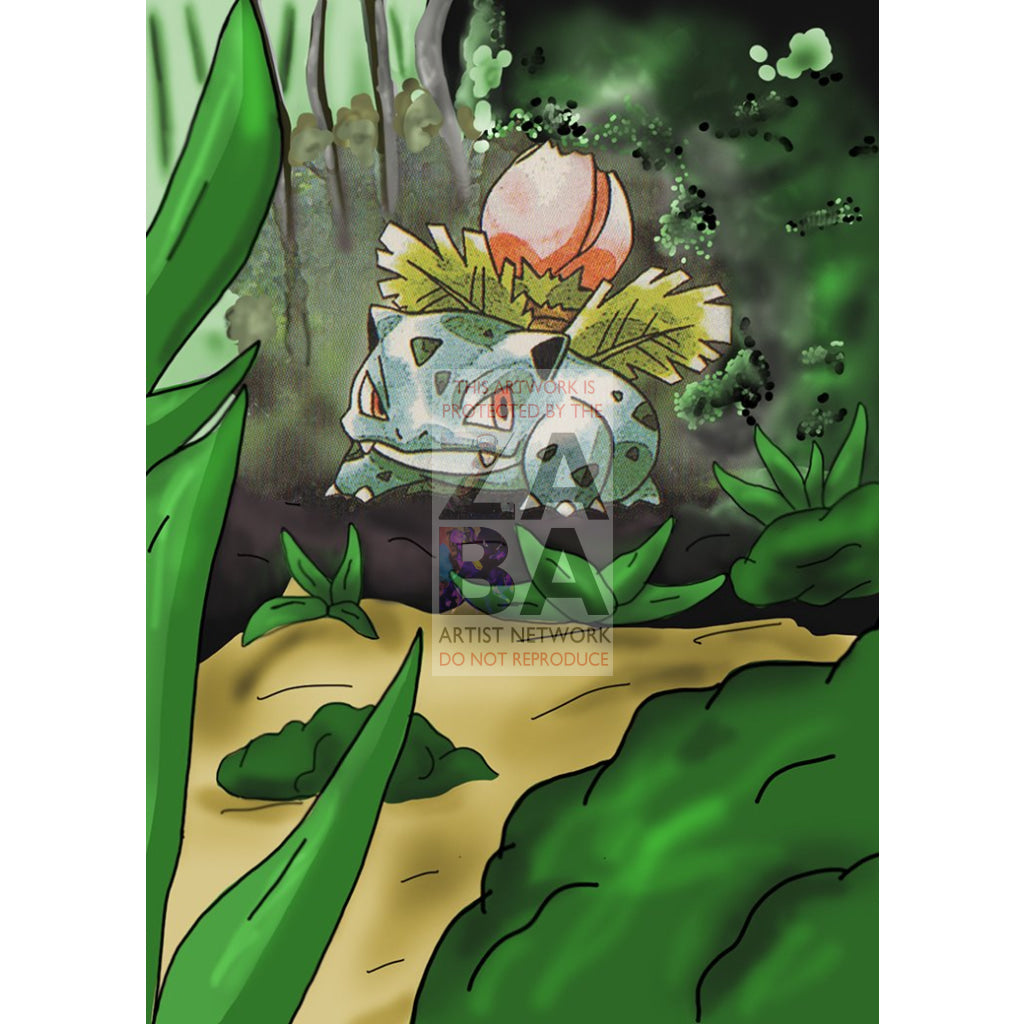 Ivysaur 30/102 Base Set Extended Art - Custom Pokemon Card Silver Holographic