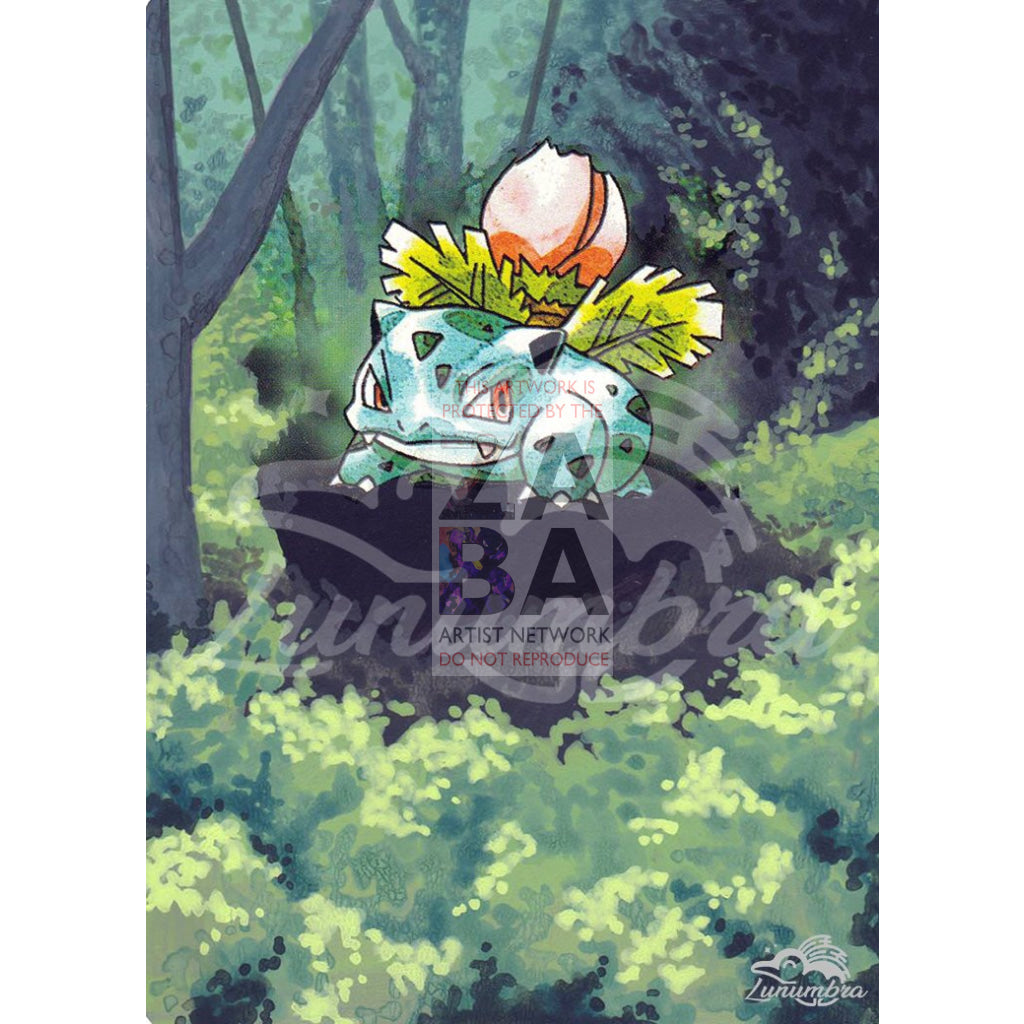 Ivysaur 30/102 Base Set Extended Art Custom Pokemon Card Textless Silver Holographic