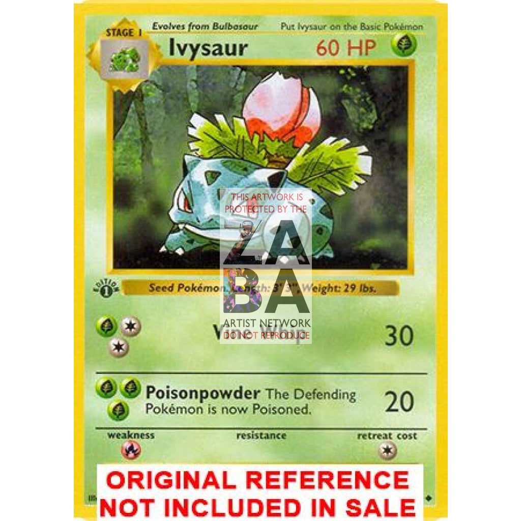 Ivysaur 30/102 Base Set (+Text) Extended Art Custom Pokemon Card - ZabaTV