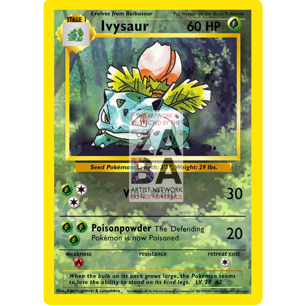 Ivysaur 30/102 Base Set (+Text) Extended Art Custom Pokemon Card - ZabaTV