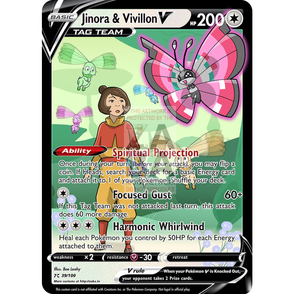 Jinora & Vivillon V Custom Lok X Pokemon Card