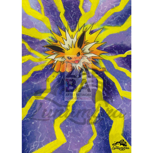 Jolteon 4/64 Jungle Extended Art Custom Pokemon Card Textless Silver Holographic