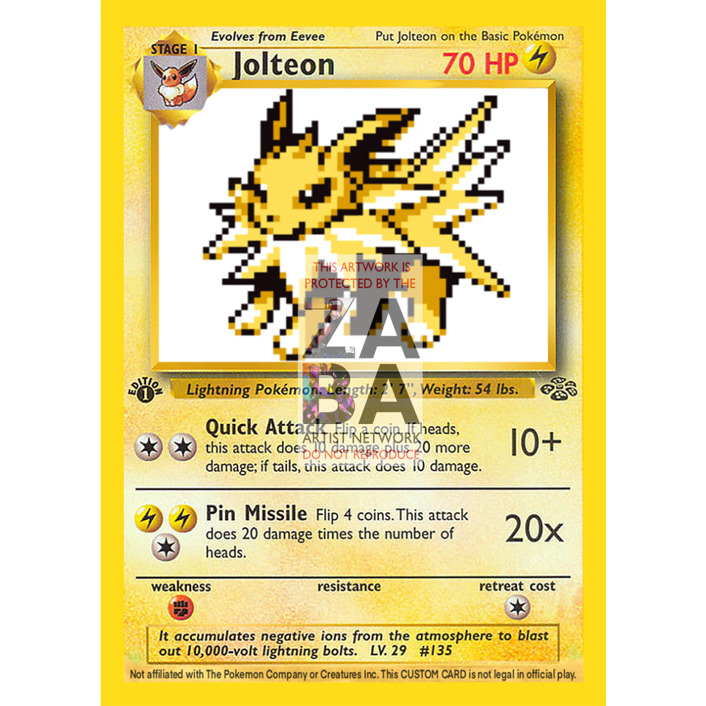 Jolteon Game Sprite Custom Pokemon Card - ZabaTV